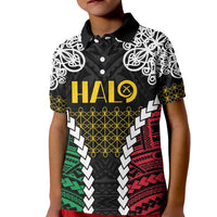 Halo Vanuatu Pride Kid Polo Shirt Vanuatuan Sand Drawing Pattern
