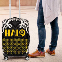Halo Vanuatu Pride Luggage Cover Vanuatuan Sand Drawing Pattern LT9 Black - Polynesian Pride
