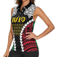 Halo Vanuatu Pride Women Sleeveless Polo Shirt Vanuatuan Sand Drawing Pattern