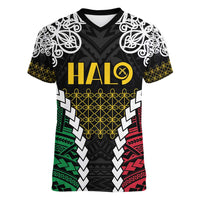 Halo Vanuatu Pride Women V-Neck T-Shirt Vanuatuan Sand Drawing Pattern