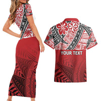 Malo e lelei Tonga Couples Matching Short Sleeve Bodycon Dress and Hawaiian Shirt Ngatu Tokelau Feletoa Fata Traditional Polynesian Pattern