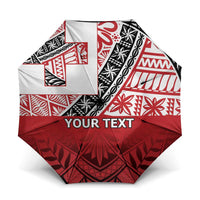 Malo e lelei Tonga Umbrella Ngatu Tokelau Feletoa Fata Traditional Polynesian Pattern LT9 One Size Folded 11.42 inch Opened Diameter 37.4 inch Red - Polynesian Pride