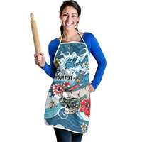 Hawaii Santa Skeleton Surfing Personalized Apron Mele Kalikimaka i Iulai!