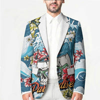 Hawaii Santa Skeleton Surfing Personalized Blazer Mele Kalikimaka i Iulai!
