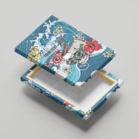 Hawaii Santa Skeleton Surfing Personalized Canvas Wall Art Mele Kalikimaka i Iulai!