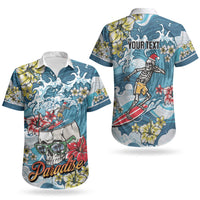 Hawaii Santa Skeleton Surfing Personalized Couples Matching Mermaid Dress and Hawaiian Shirt Mele Kalikimaka i Iulai! LT9 - Polynesian Pride