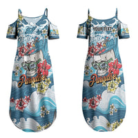Hawaii Santa Skeleton Surfing Personalized Couples Matching Summer Maxi Dress and Hawaiian Shirt Mele Kalikimaka i Iulai! LT9 - Polynesian Pride
