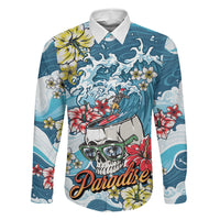 Hawaii Santa Skeleton Surfing Personalized Family Matching Summer Maxi Dress and Hawaiian Shirt Mele Kalikimaka i Iulai!