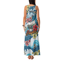 Hawaii Santa Skeleton Surfing Personalized Family Matching Tank Maxi Dress and Hawaiian Shirt Mele Kalikimaka i Iulai!