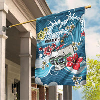 Hawaii Santa Skeleton Surfing Personalized Garden Flag Mele Kalikimaka i Iulai!