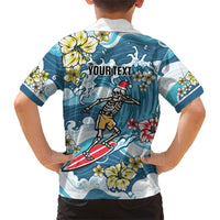 Hawaii Santa Skeleton Surfing Personalized Hawaiian Shirt Mele Kalikimaka i Iulai!
