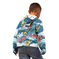 Hawaii Santa Skeleton Surfing Personalized Kid Hoodie Mele Kalikimaka i Iulai!