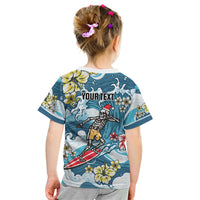 Hawaii Santa Skeleton Surfing Personalized Kid T Shirt Mele Kalikimaka i Iulai!