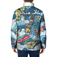 Hawaii Santa Skeleton Surfing Personalized Padded Jacket Mele Kalikimaka i Iulai!