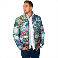 Hawaii Santa Skeleton Surfing Personalized Padded Jacket Mele Kalikimaka i Iulai!