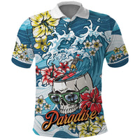Hawaii Santa Skeleton Surfing Personalized Polo Shirt Mele Kalikimaka i Iulai!