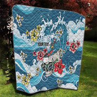 Hawaii Santa Skeleton Surfing Personalized Quilt Mele Kalikimaka i Iulai!