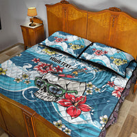 Hawaii Santa Skeleton Surfing Personalized Quilt Bed Set Mele Kalikimaka i Iulai!