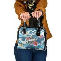 Hawaii Santa Skeleton Surfing Personalized Shoulder Handbag Mele Kalikimaka i Iulai!