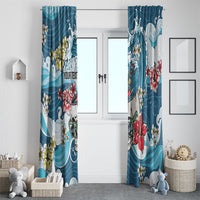 Hawaii Santa Skeleton Surfing Personalized Window Curtain Mele Kalikimaka i Iulai!