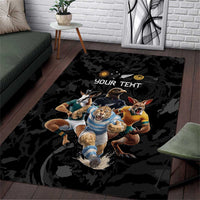 Custom Rugby Southern Hemisphere Area Rug Argentina AUNZ South Africa Mascot Black - Polynesian Pride