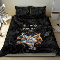 Custom Rugby Southern Hemisphere Bedding Set Argentina AUNZ South Africa Mascot Black - Polynesian Pride
