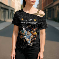 Custom Rugby Southern Hemisphere Cross Shoulder Shirt Argentina AUNZ South Africa Mascot Black - Polynesian Pride