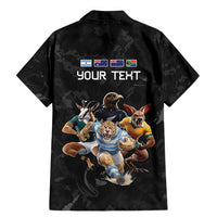 Custom Rugby Southern Hemisphere Family Matching Mermaid Dress and Hawaiian Shirt Argentina AUNZ South Africa Mascot Black - Polynesian Pride