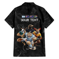 Custom Rugby Southern Hemisphere Family Matching Tank Maxi Dress and Hawaiian Shirt Argentina AUNZ South Africa Mascot Black - Polynesian Pride