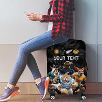 Custom Rugby Southern Hemisphere Luggage Cover Argentina AUNZ South Africa Mascot Black - Polynesian Pride