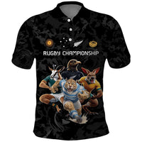 Custom Rugby Southern Hemisphere Polo Shirt Argentina AUNZ South Africa Mascot Black - Polynesian Pride