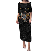Custom Rugby Southern Hemisphere Puletasi Argentina AUNZ South Africa Mascot Black LT9 Long Dress Black - Polynesian Pride