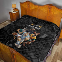 Custom Rugby Southern Hemisphere Quilt Argentina AUNZ South Africa Mascot Black - Polynesian Pride