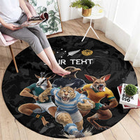 Custom Rugby Southern Hemisphere Round Carpet Argentina AUNZ South Africa Mascot Black LT9 - Polynesian Pride