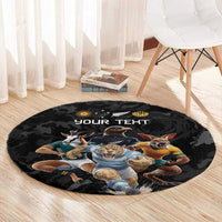 Custom Rugby Southern Hemisphere Round Carpet Argentina AUNZ South Africa Mascot Black LT9 - Polynesian Pride