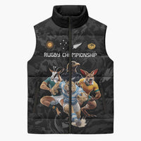 Custom Rugby Southern Hemisphere Sleeveless Puffer Jacket Argentina AUNZ South Africa Mascot Black - Polynesian Pride