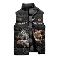 Custom Rugby Southern Hemisphere Sleeveless Puffer Jacket Argentina AUNZ South Africa Mascot Black - Polynesian Pride
