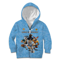 Custom Rugby Southern Hemisphere Kid Hoodie Argentina AUNZ South Africa Mascot Blue - Polynesian Pride