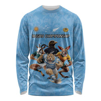 Custom Rugby Southern Hemisphere Long Sleeve Shirt Argentina AUNZ South Africa Mascot Blue - Polynesian Pride