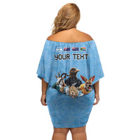 Custom Rugby Southern Hemisphere Off Shoulder Short Dress Argentina AUNZ South Africa Mascot Blue - Polynesian Pride