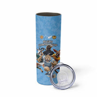 Custom Rugby Southern Hemisphere Skinny Tumbler Argentina AUNZ South Africa Mascot Blue - Polynesian Pride