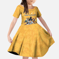 Custom Rugby Southern Hemisphere Family Matching Mermaid Dress and Hawaiian Shirt Argentina AUNZ South Africa Mascot Gold - Polynesian Pride