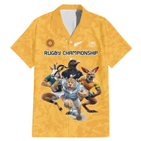 Custom Rugby Southern Hemisphere Family Matching Mermaid Dress and Hawaiian Shirt Argentina AUNZ South Africa Mascot Gold - Polynesian Pride