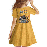 Custom Rugby Southern Hemisphere Family Matching Summer Maxi Dress and Hawaiian Shirt Argentina AUNZ South Africa Mascot Gold - Polynesian Pride