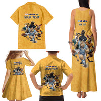 Custom Rugby Southern Hemisphere Family Matching Tank Maxi Dress and Hawaiian Shirt Argentina AUNZ South Africa Mascot Gold - Polynesian Pride