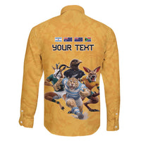 Custom Rugby Southern Hemisphere Family Matching Tank Maxi Dress and Hawaiian Shirt Argentina AUNZ South Africa Mascot Gold - Polynesian Pride