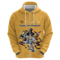 Custom Rugby Southern Hemisphere Hoodie Argentina AUNZ South Africa Mascot Gold - Polynesian Pride