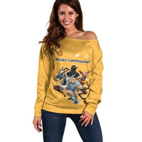 Custom Rugby Southern Hemisphere Off Shoulder Sweater Argentina AUNZ South Africa Mascot Gold - Polynesian Pride