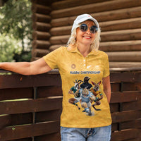 Custom Rugby Southern Hemisphere Women Polo Shirt Argentina AUNZ South Africa Mascot Gold - Polynesian Pride