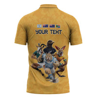 Custom Rugby Southern Hemisphere Zipper Polo Shirt Argentina AUNZ South Africa Mascot Gold - Polynesian Pride